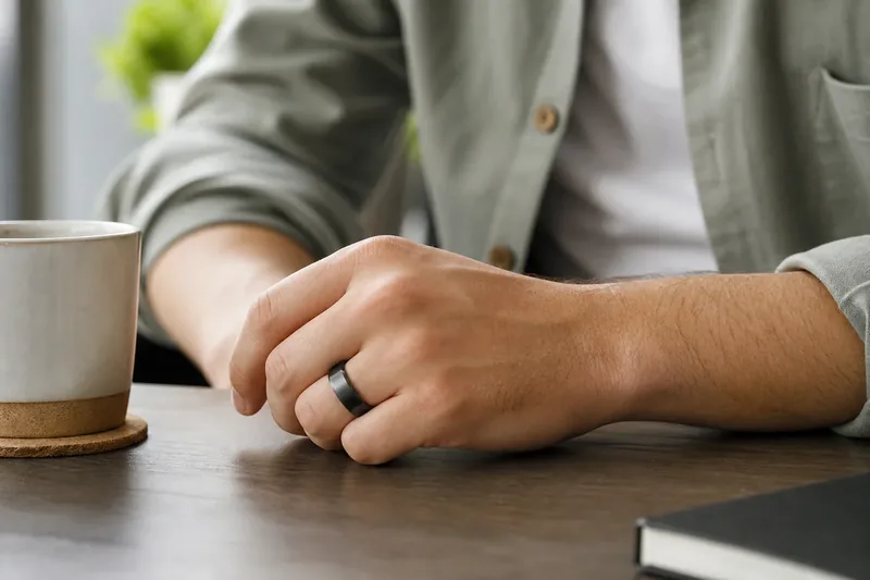 Smart Ring worn naturally in an everyday setting