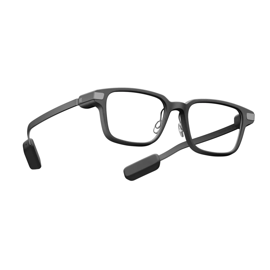 Even Realities G2 B smart glasses in grey, viewed from a three-quarter angle