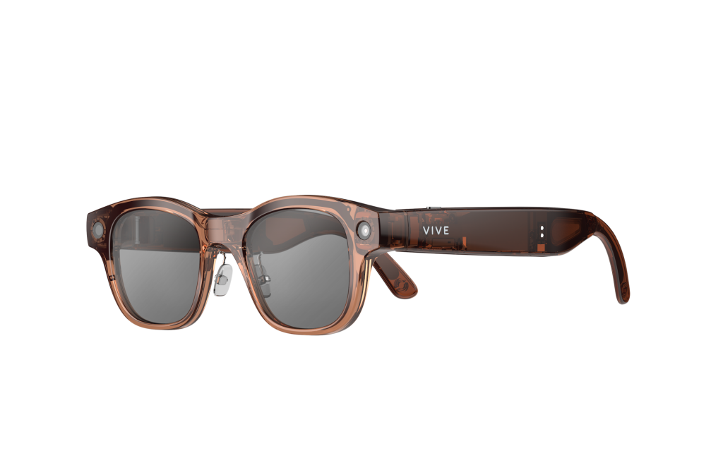 HTC VIVE Eagle Square glasses in Coffee with sun lenses, viewed from the front left