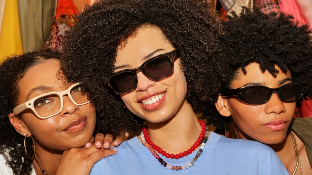 People wearing Meta AI smart glasses