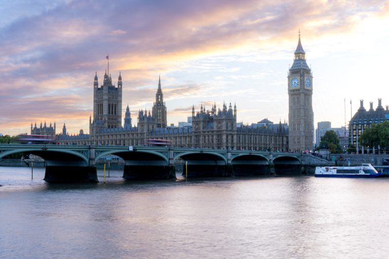 The Palace of Westminster and Elizabeth Tower at sunset